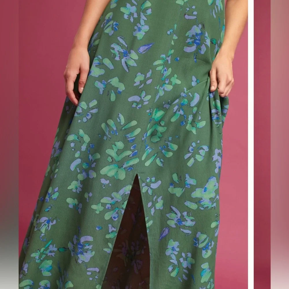 Plenty by Tracy Reese Isla Floral midi Green Peephole Anthropologie Dress XS - Picture 4 of 7